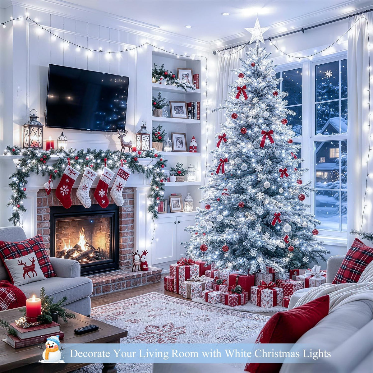 JMEXSUSS 250 luces LED blancas de Navidad para exteriores, luces de...