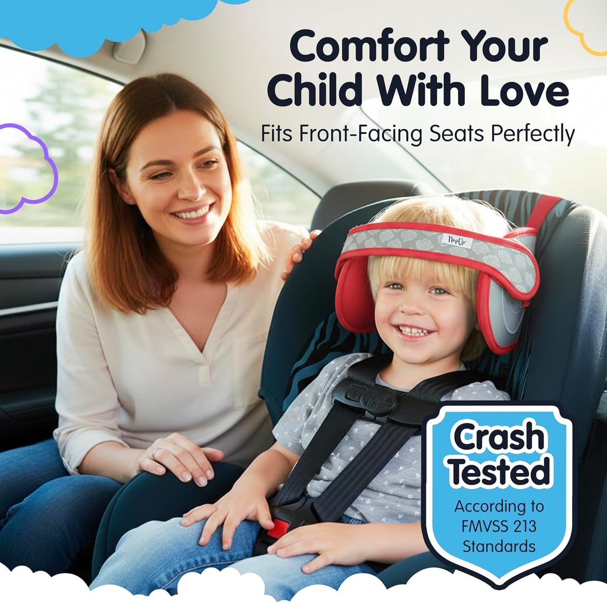 NapUp Soporte de cabeza de asiento de coche para niños pequeños - S...
