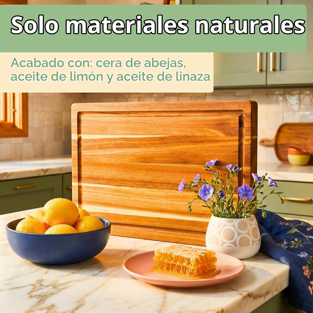 Tabla de cortar de madera no tóxica - Acondicionada con cera de abe...