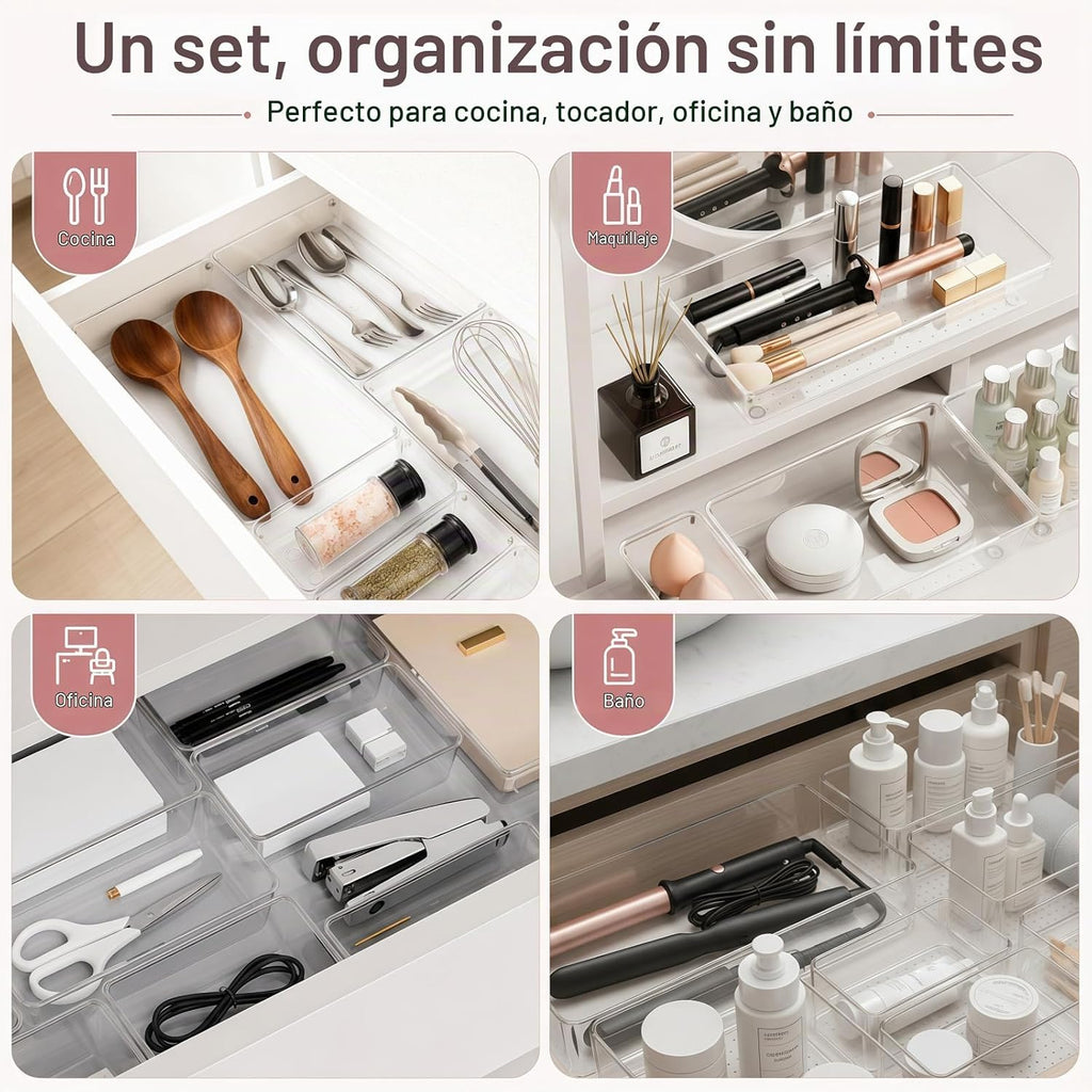 CHOWAY - Paquete de 10 bandejas organizadoras grandes transparentes...