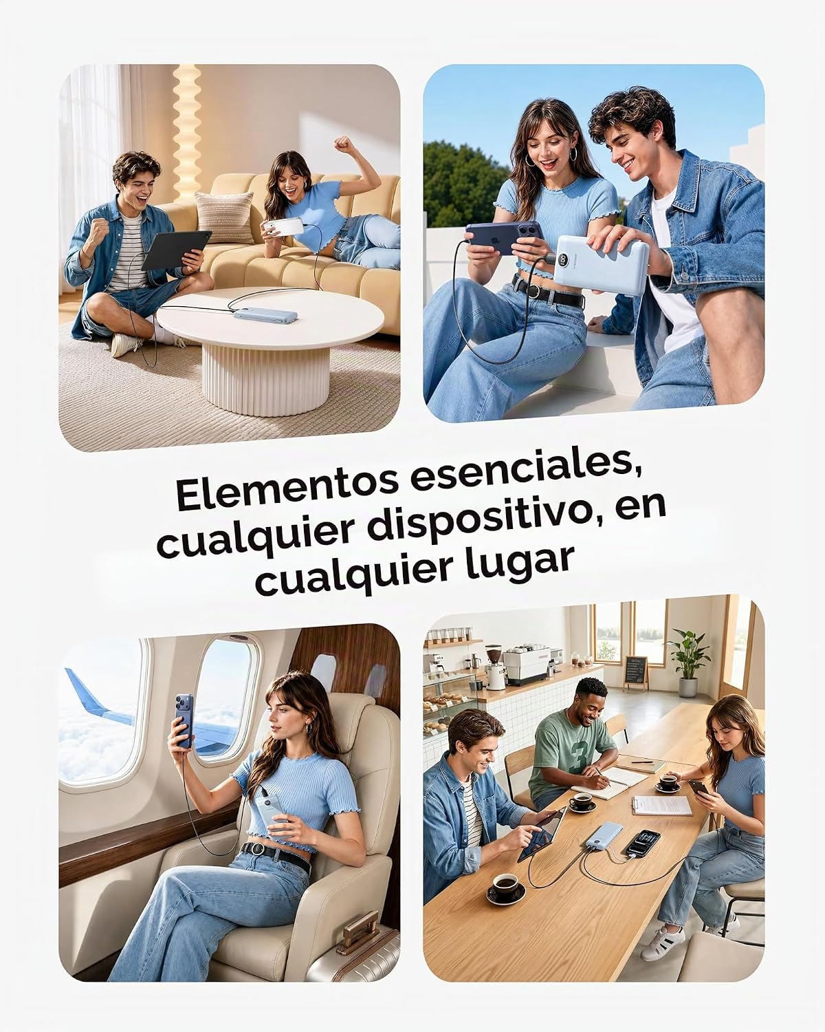 VEGER Cargador portátil para iPhone, Power Bank con cables integrad...