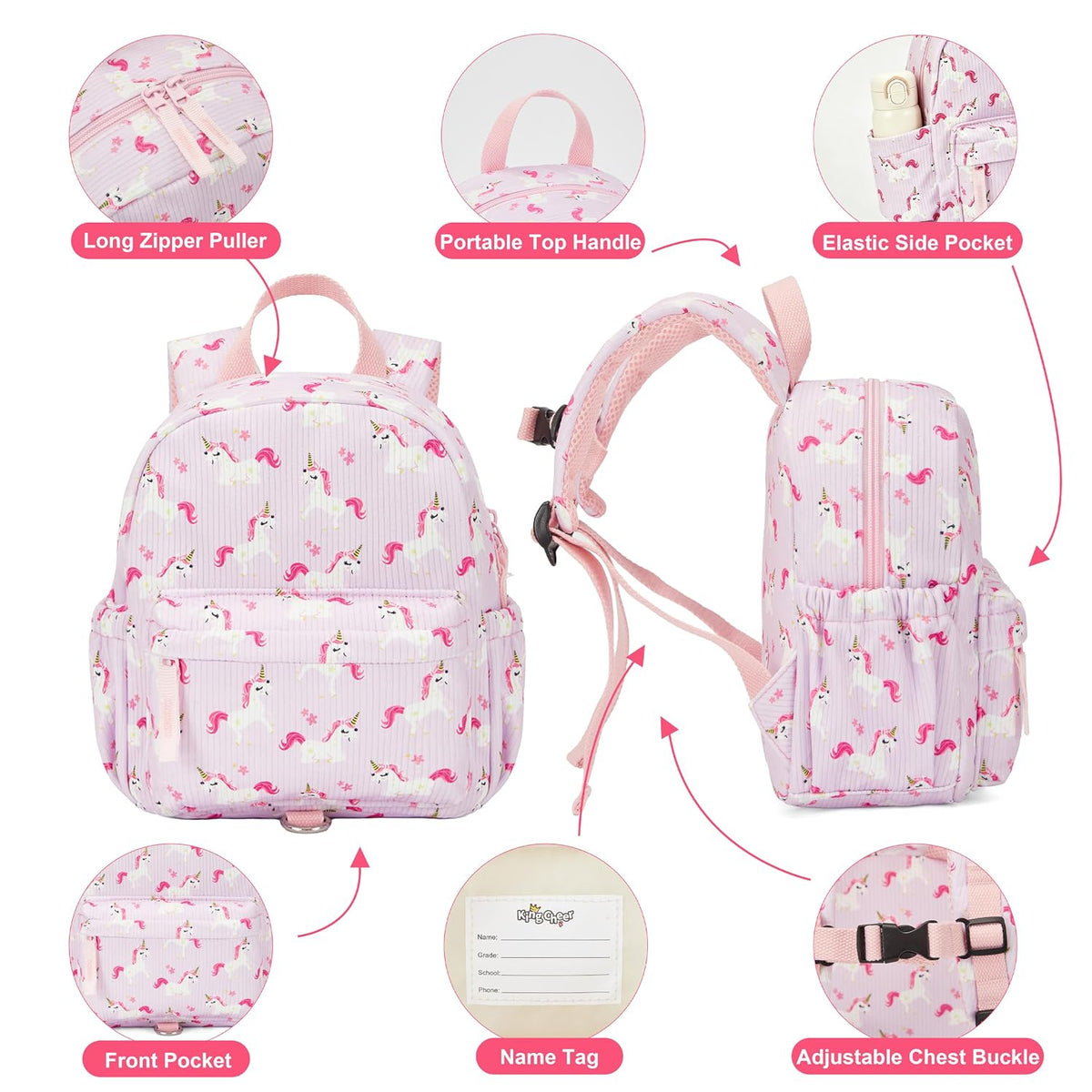 KingCheer Mochila de pana para niños pequeños con correa desmontabl...