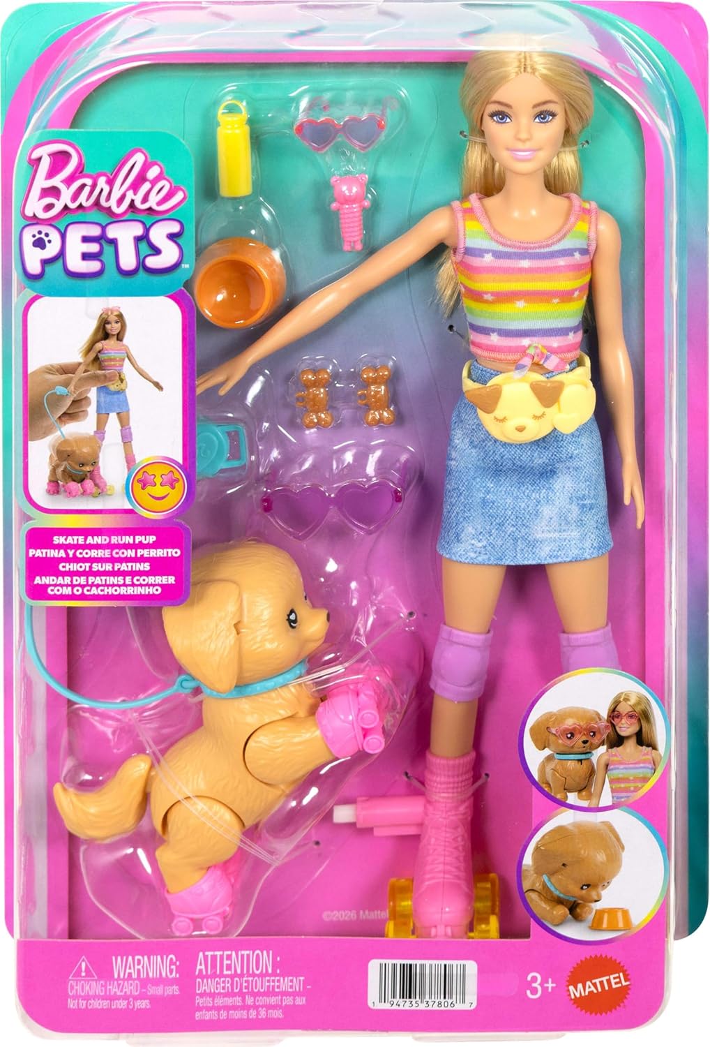Barbie Mascotas Patinar y Correr Cachorro Rubia Muñeca | Cachorro d...