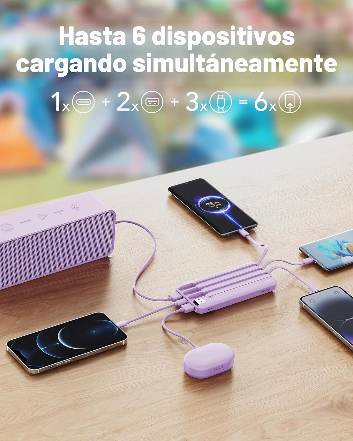 Cables incorporados del cargador portátil charmast, banco del poder...