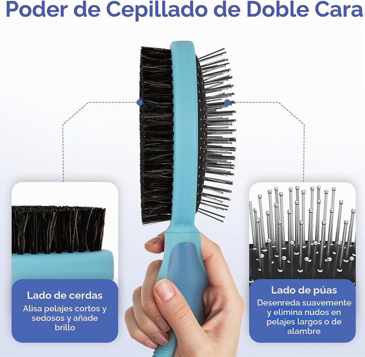 AKC Cepillo de aseo de doble cara para perros, cerdas y alfiler, pe...