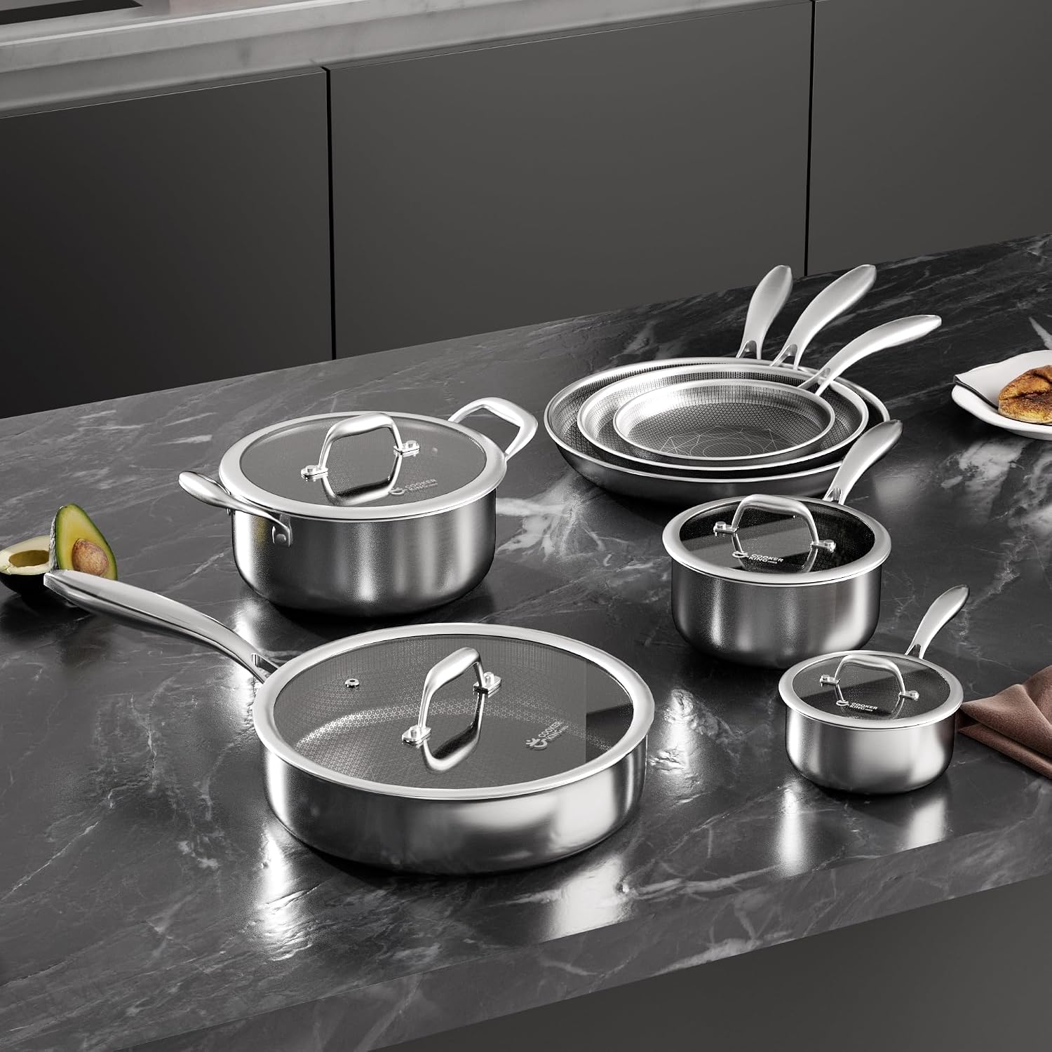 COOKER KING Juego de utensilios de cocina de acero inoxidable, jueg...
