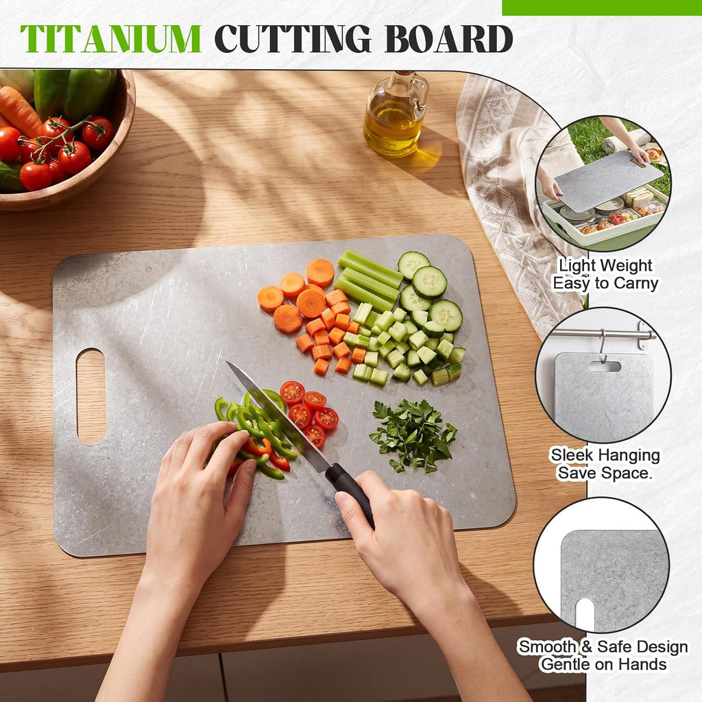 Singhoow 1 tabla de cortar de titanio para cocina, superficie de pa...