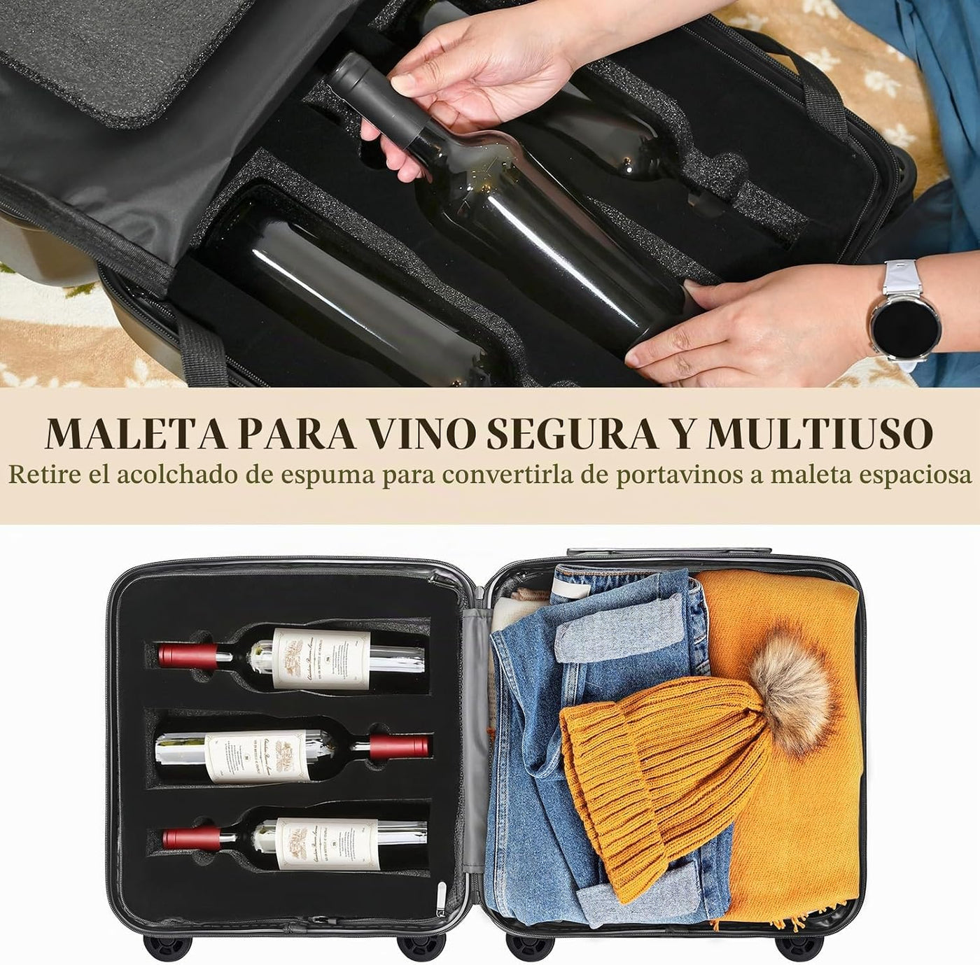 Wine Luggage - Maleta de vino aprobada por aerolíneas de 6 botellas...