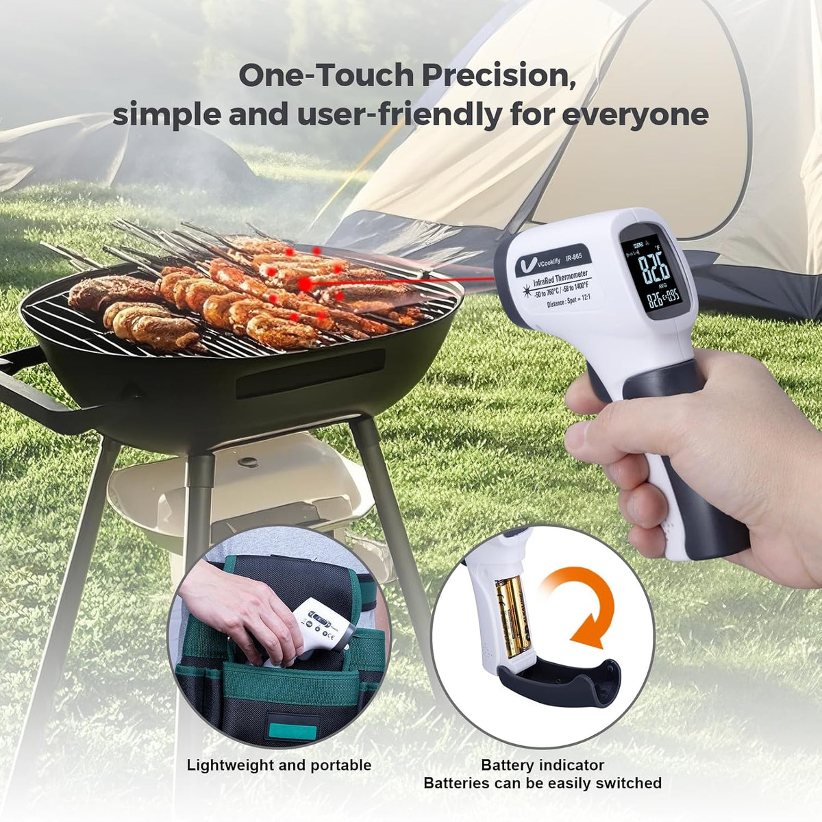 Pistola de temperatura VCooklify para carne, pistola de termómetro...