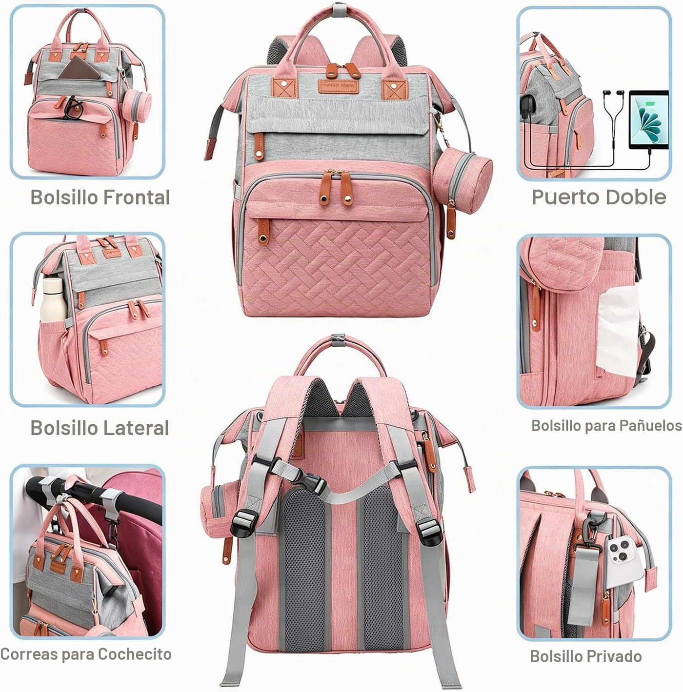 SHITIESHOU Bolsa de pañales para mamá y papá, con cambiador, 19 bol...
