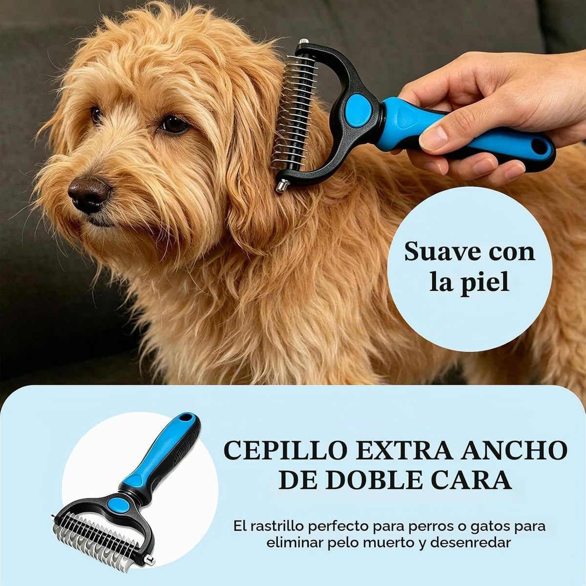 Peine desenredante para mascotas para perros y gatos, rastrillo de...