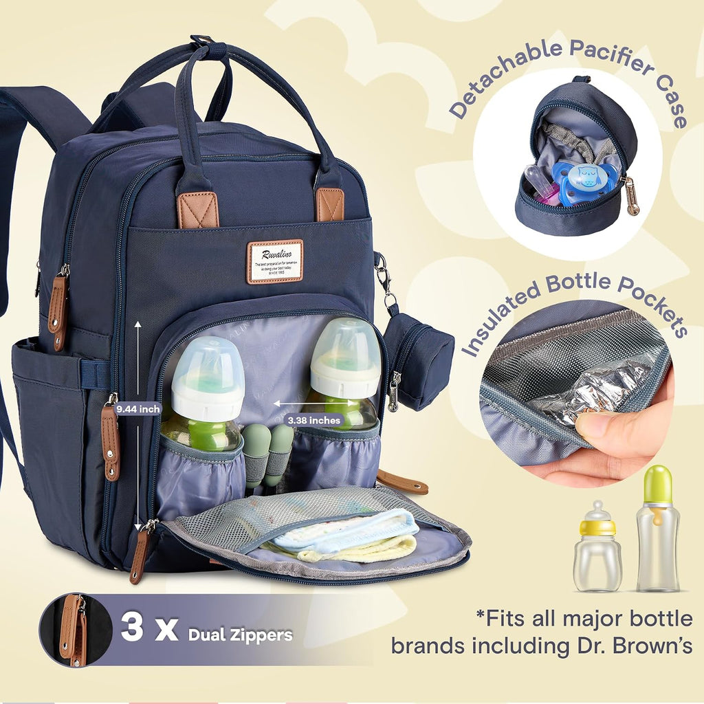 RUVALINO Mochila para Pañales, Mochila de Viaje Multifuncional Bols...