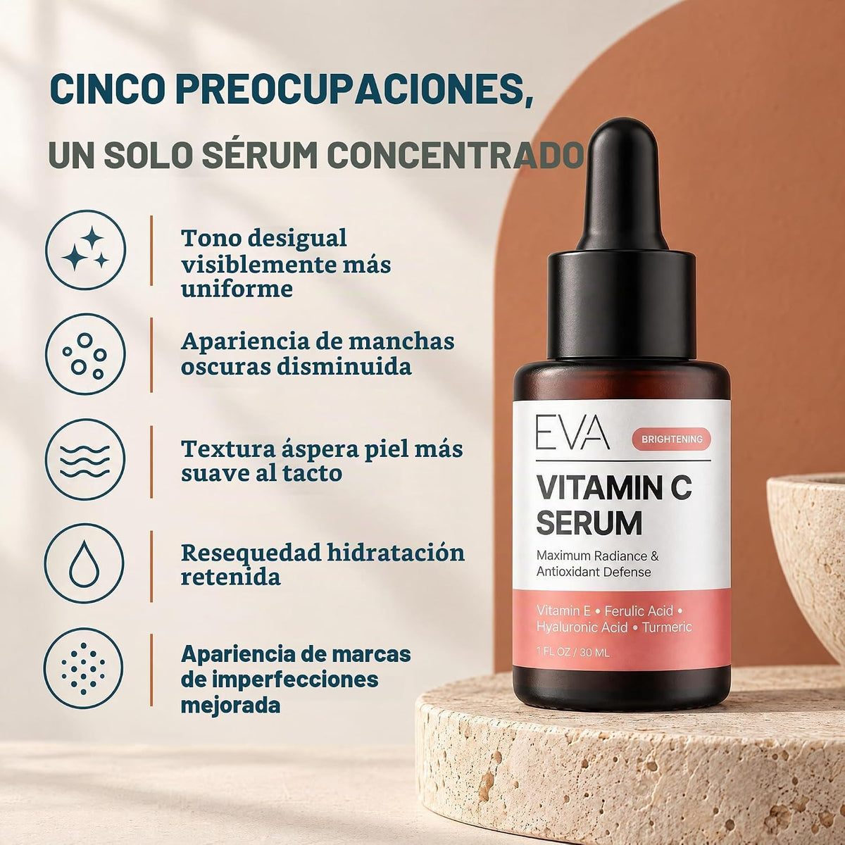 Suero de vitamina C al 20% para la cara, suero facial de vitamina C...