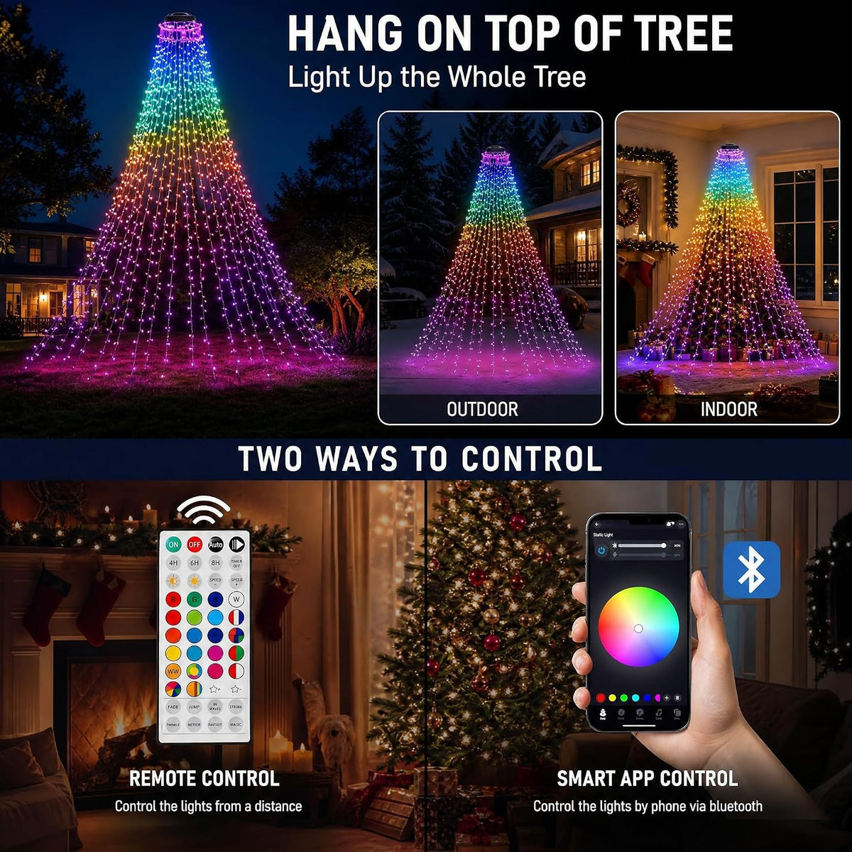 Dazzle Bright 448 luces LED inteligentes que cambian de color en ca...