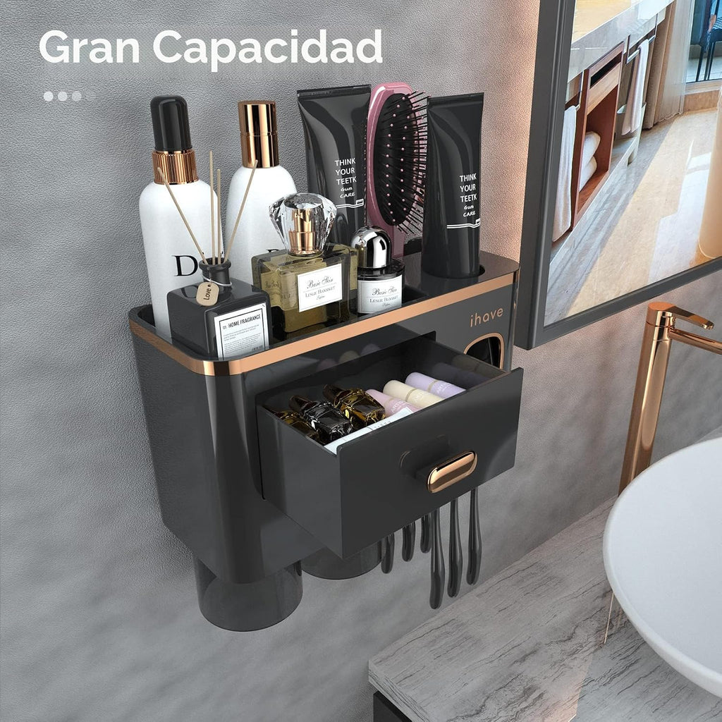 iHave Portacepillos de dientes para baño, dispensador de pasta de d...