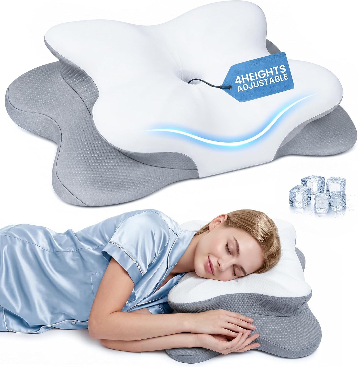 Almohada cervical para aliviar el dolor de cuello, almohada de cont...