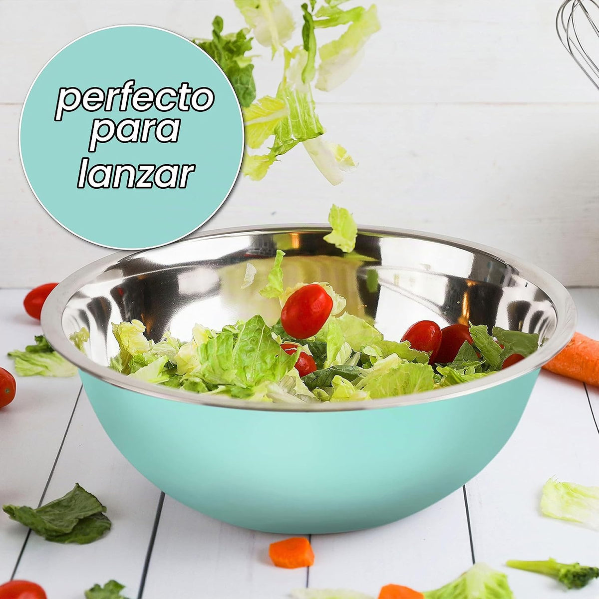 WHYSKO Juego de tazones de acero inoxidable para mezclar alimentos,...