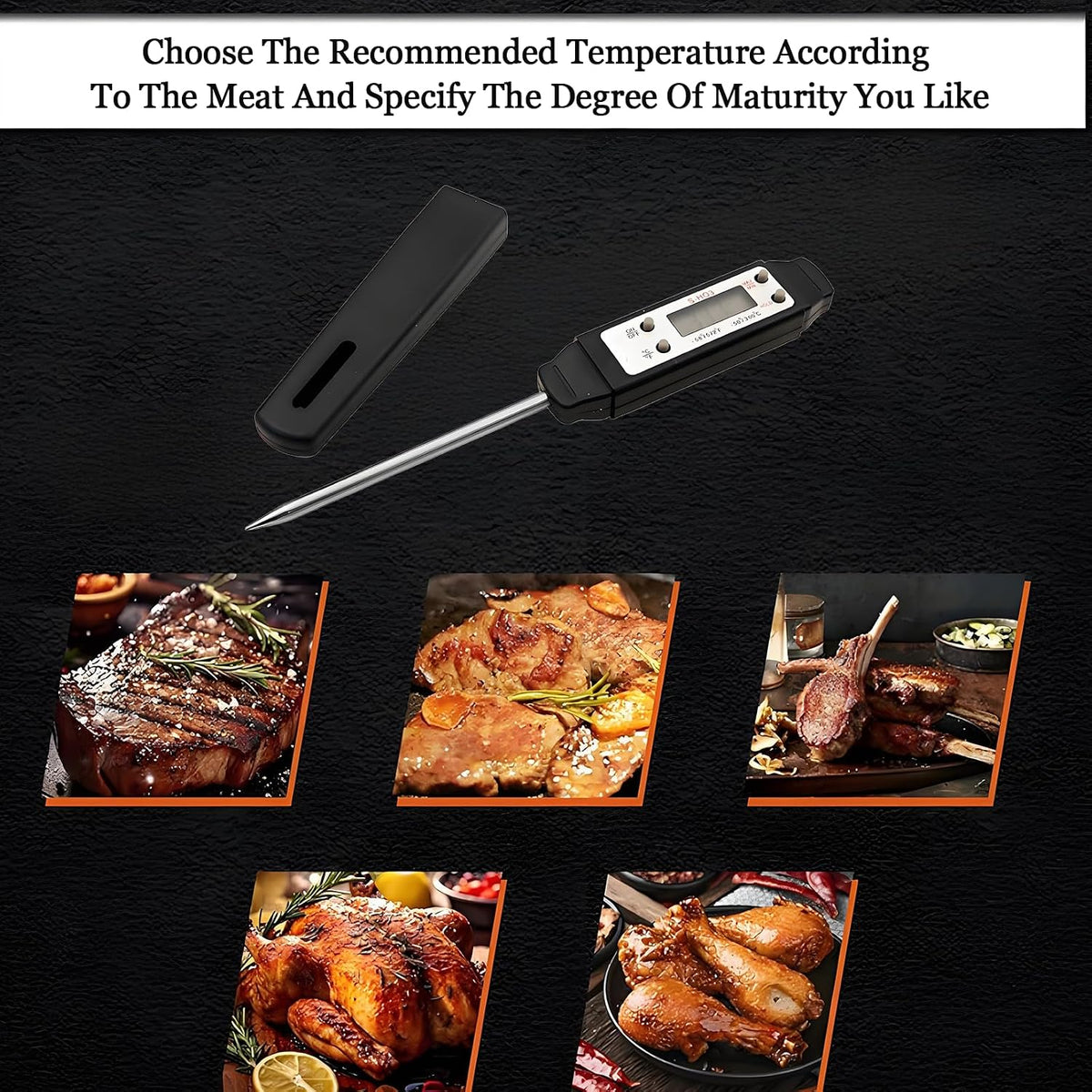 Ausenzup Termómetro para Carne - Termómetro Digital para Alimentos...