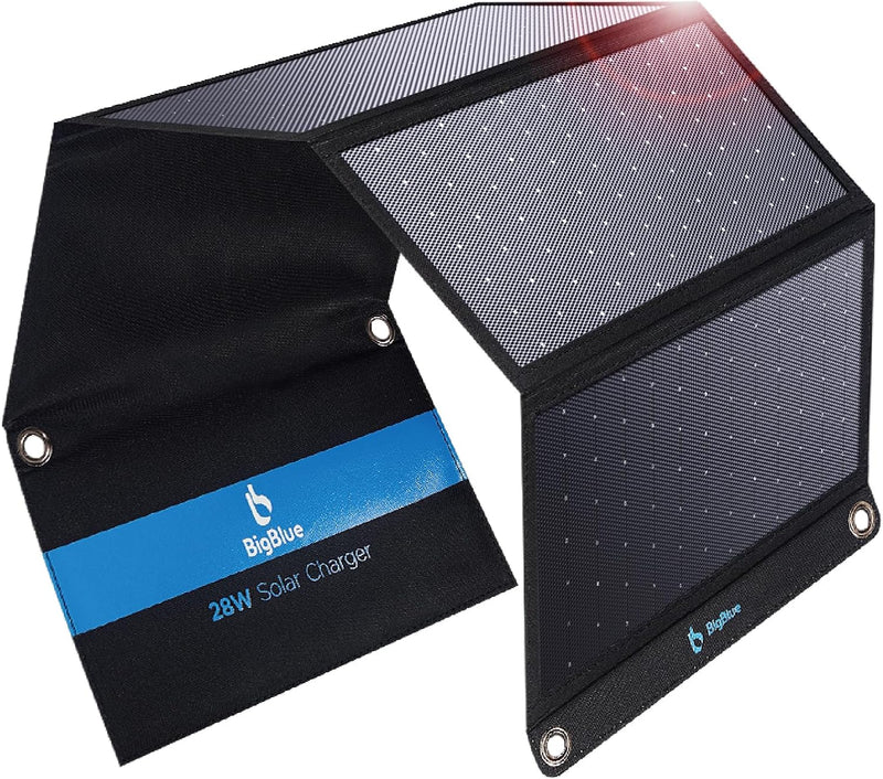 BigBlue Cargador de panel solar de alta eficiencia de 28 W con USB-...