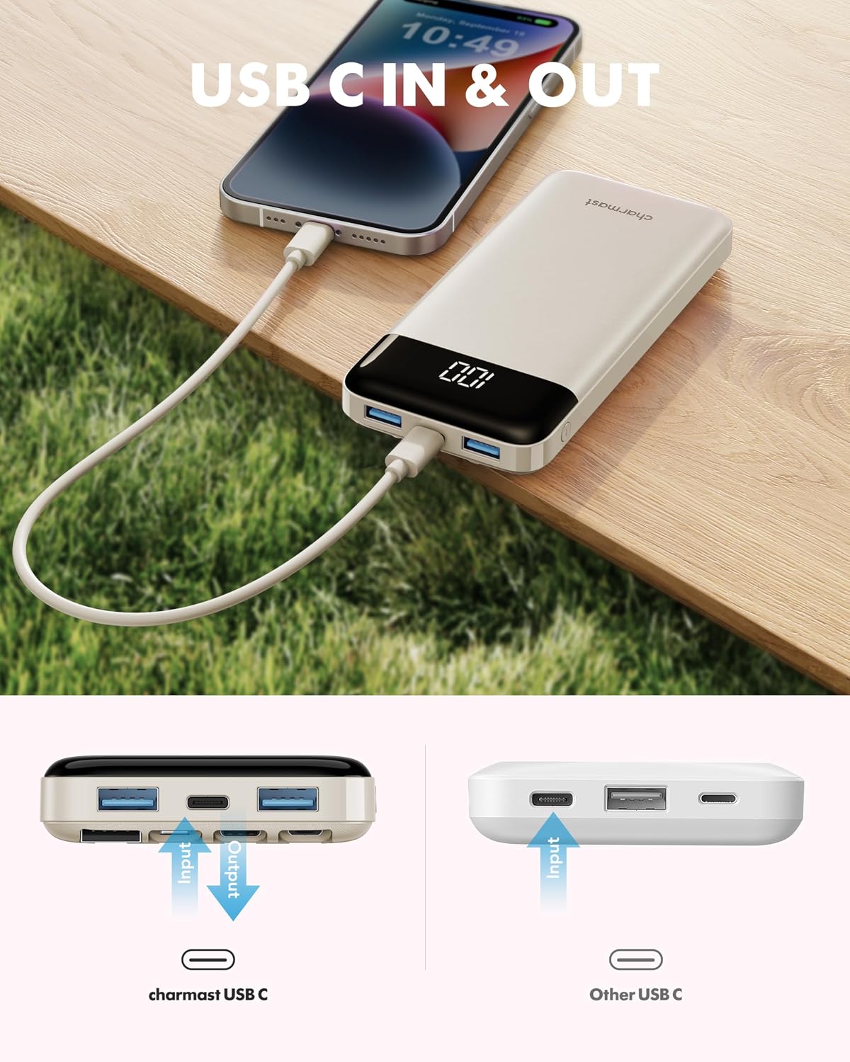 charmast Cargador portátil de banco de energía 10000mAh con 4 cable...