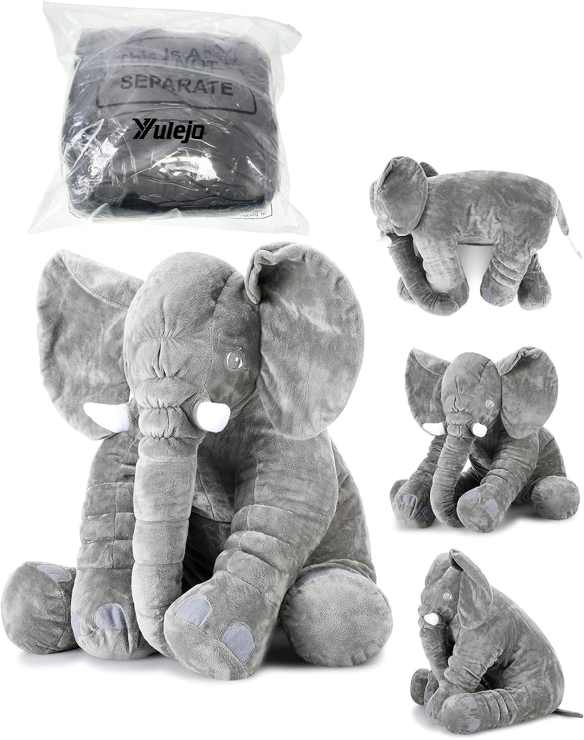 Yulejo Elefante gigante de peluche de gran tamaño de 23.6 pulgadas,...