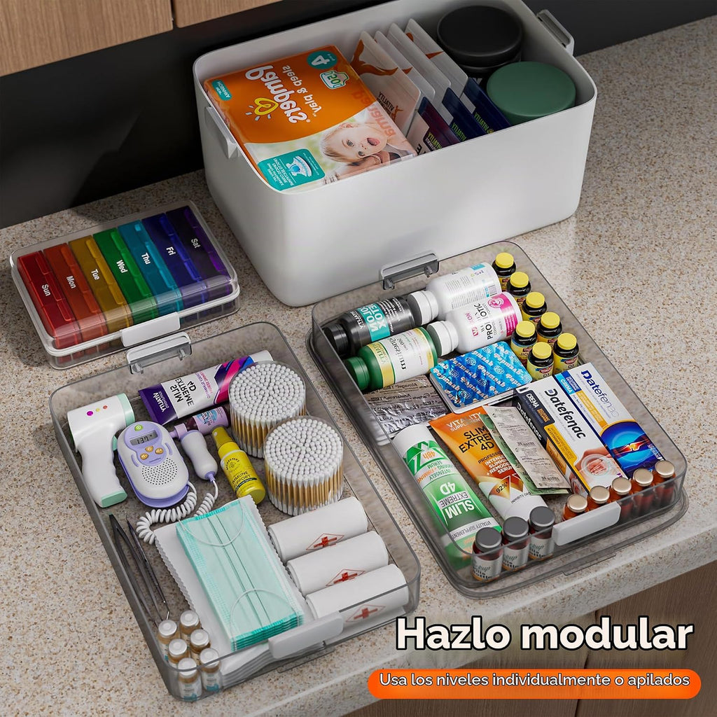 CTIME Organizador de medicamentos de 3 niveles con pastillero portá...