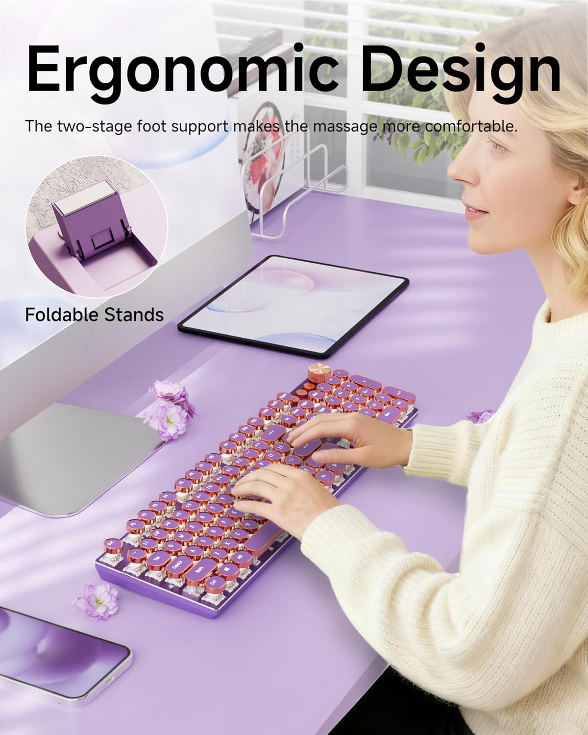 Teclado mecánico inalámbrico estilo máquina de escribir con | Bluet...