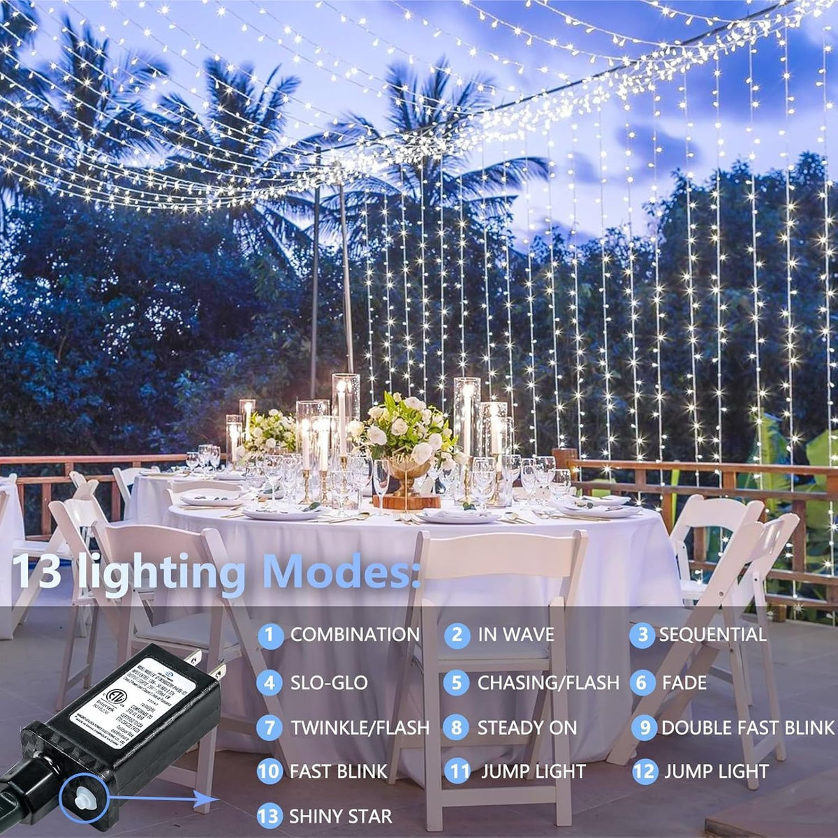 Guirnalda de 200 luces LED conectables, luces de Navidad de 66 pies...