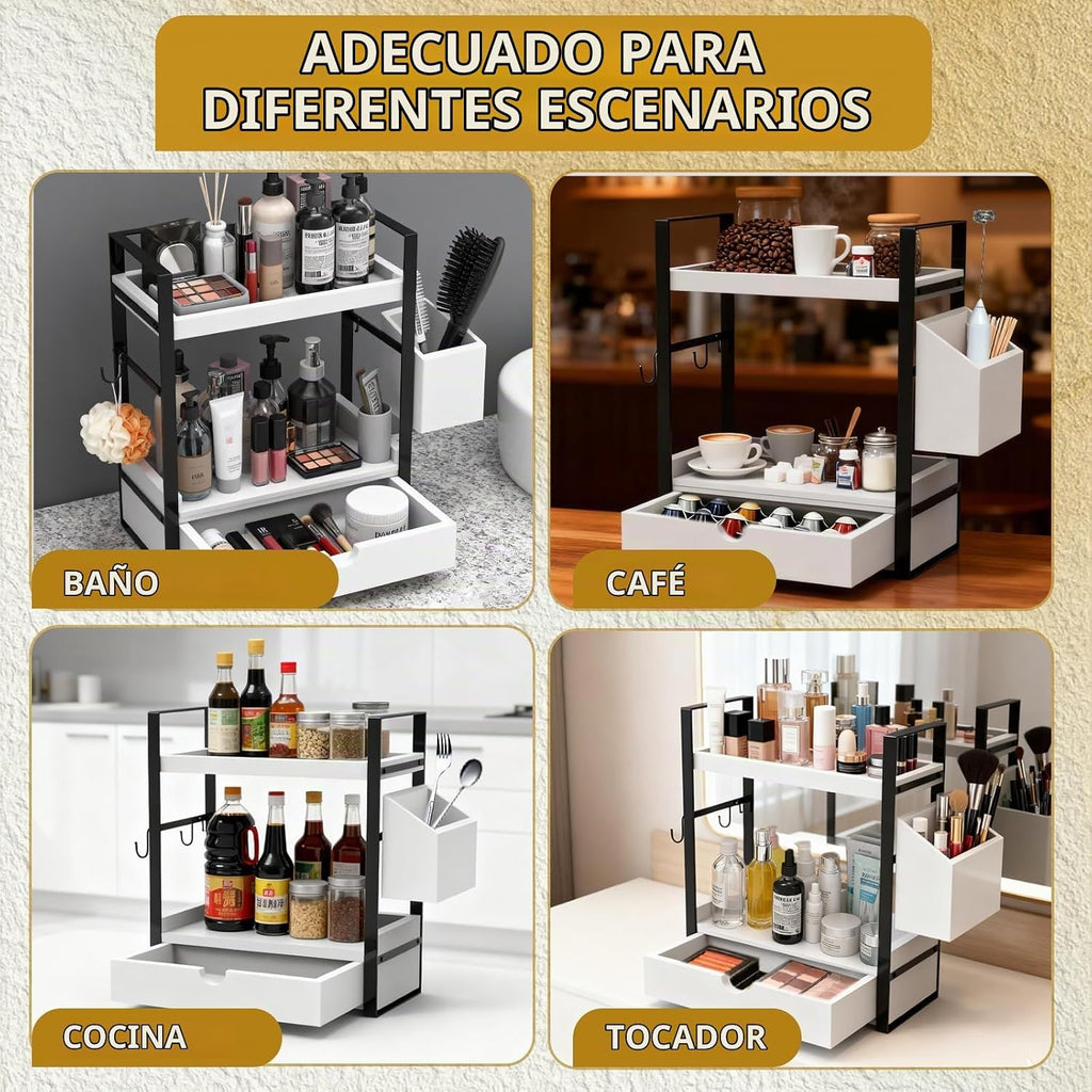 Organizadores de mostrador de baño de 2 niveles y almacenamiento, o...