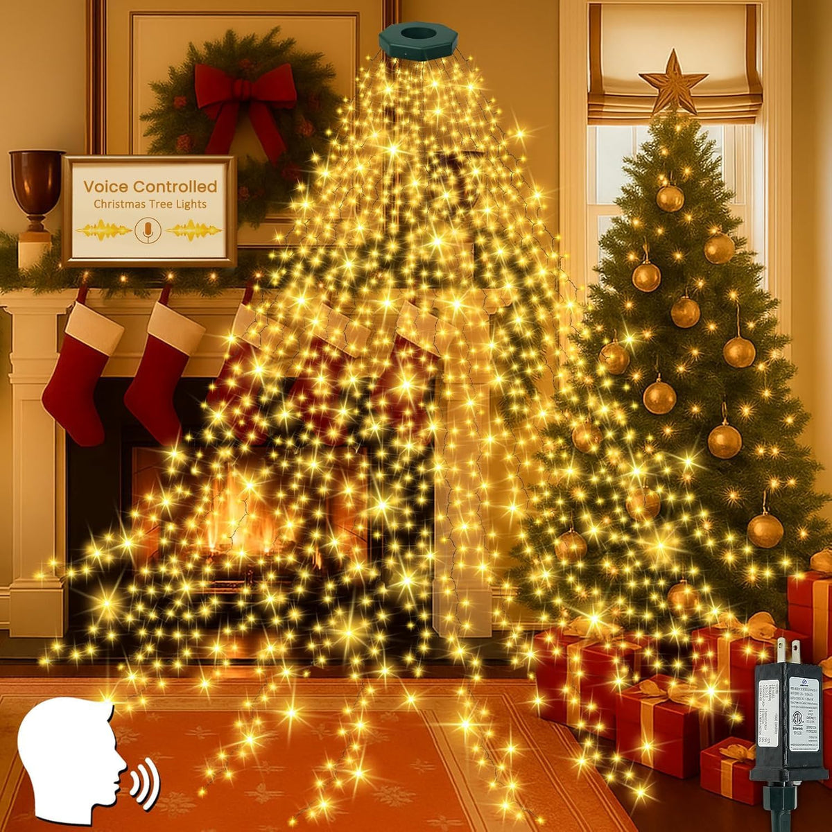 592 luces LED fáciles para árbol de Navidad, control de voz, luces...