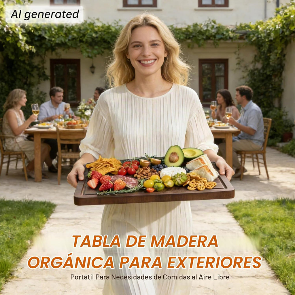THETCHRY Juego de tablas de cortar de madera de nogal, tablas de co...
