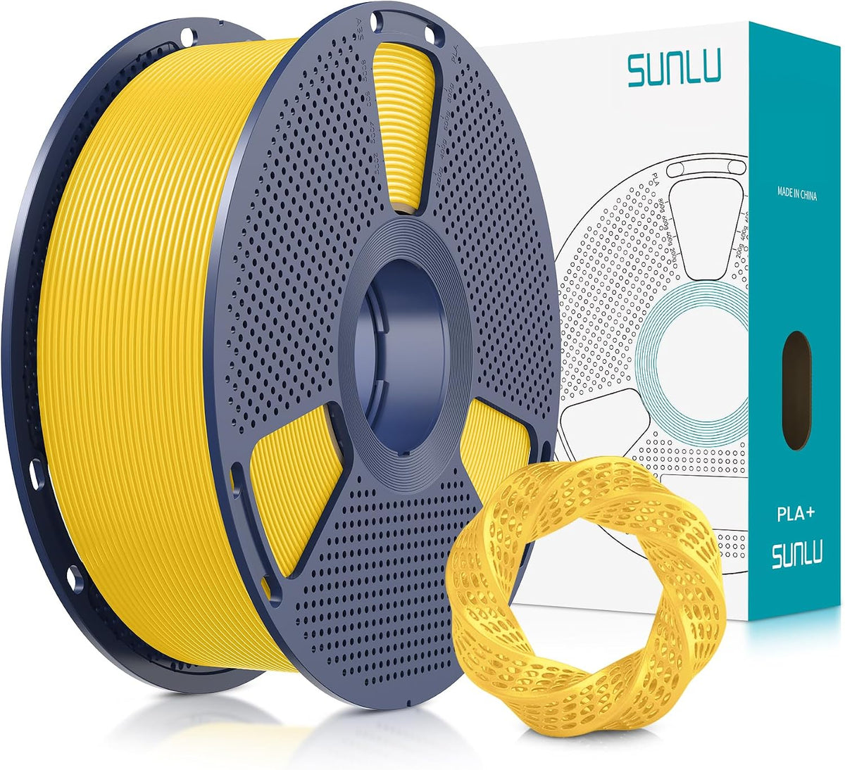 SUNLU Filamento PLA Plus de 0.07 in, amarillo vivo 2.2 lbs | Filame...