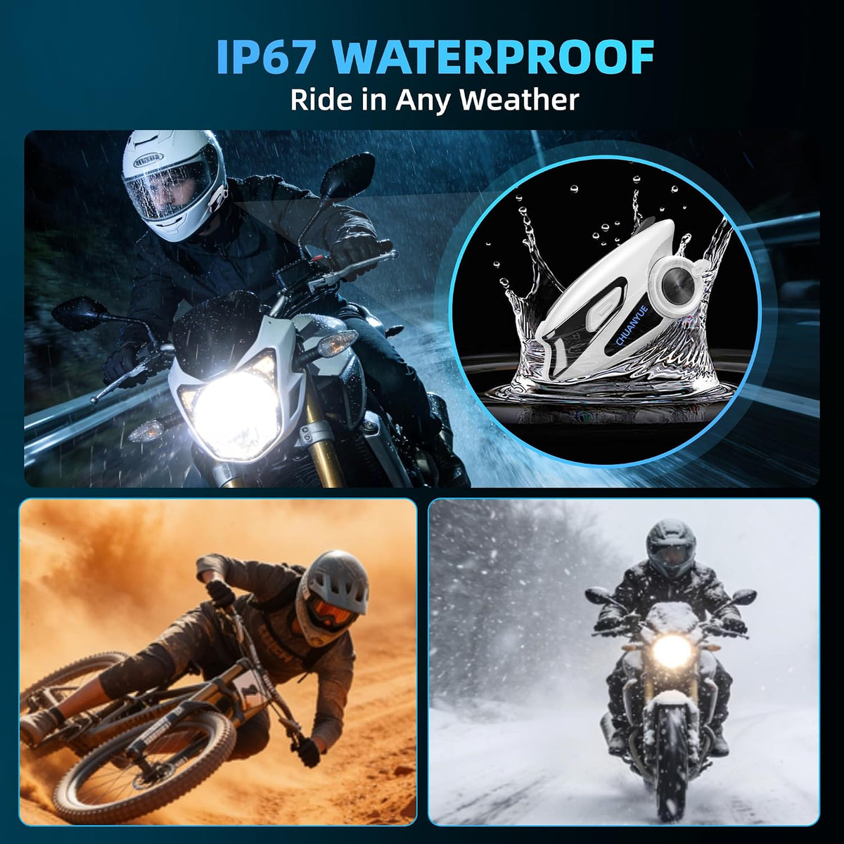 Auriculares Bluetooth para casco de motocicleta, altavoces de casco...