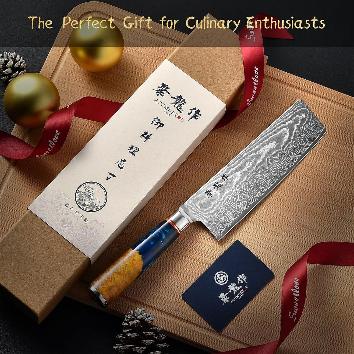 Atumuryou Cuchillo de chef japonés Nakiri | Cuchillo de Chef para V...