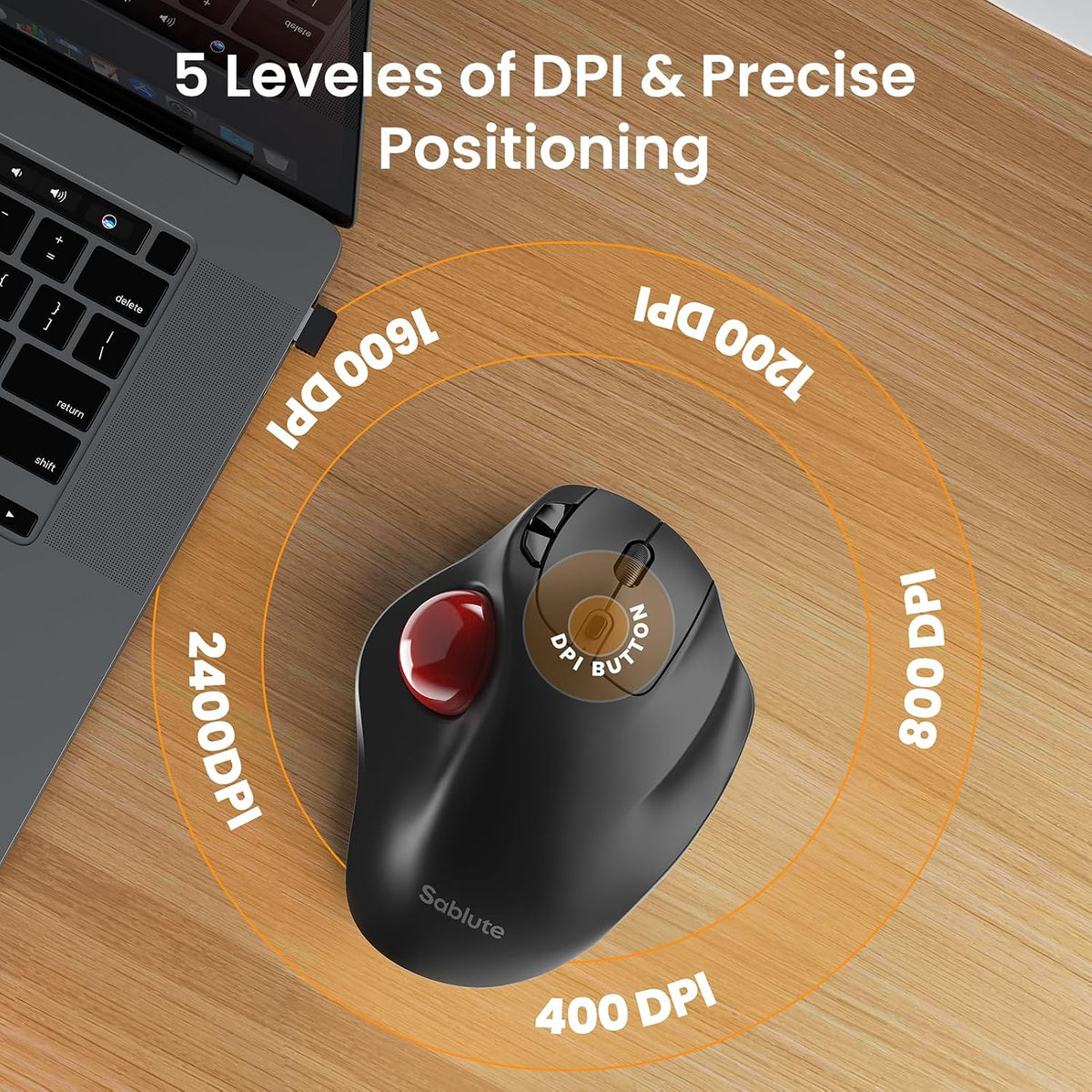 Ratón Trackball inalámbrico, dispositivos recargables del control d...