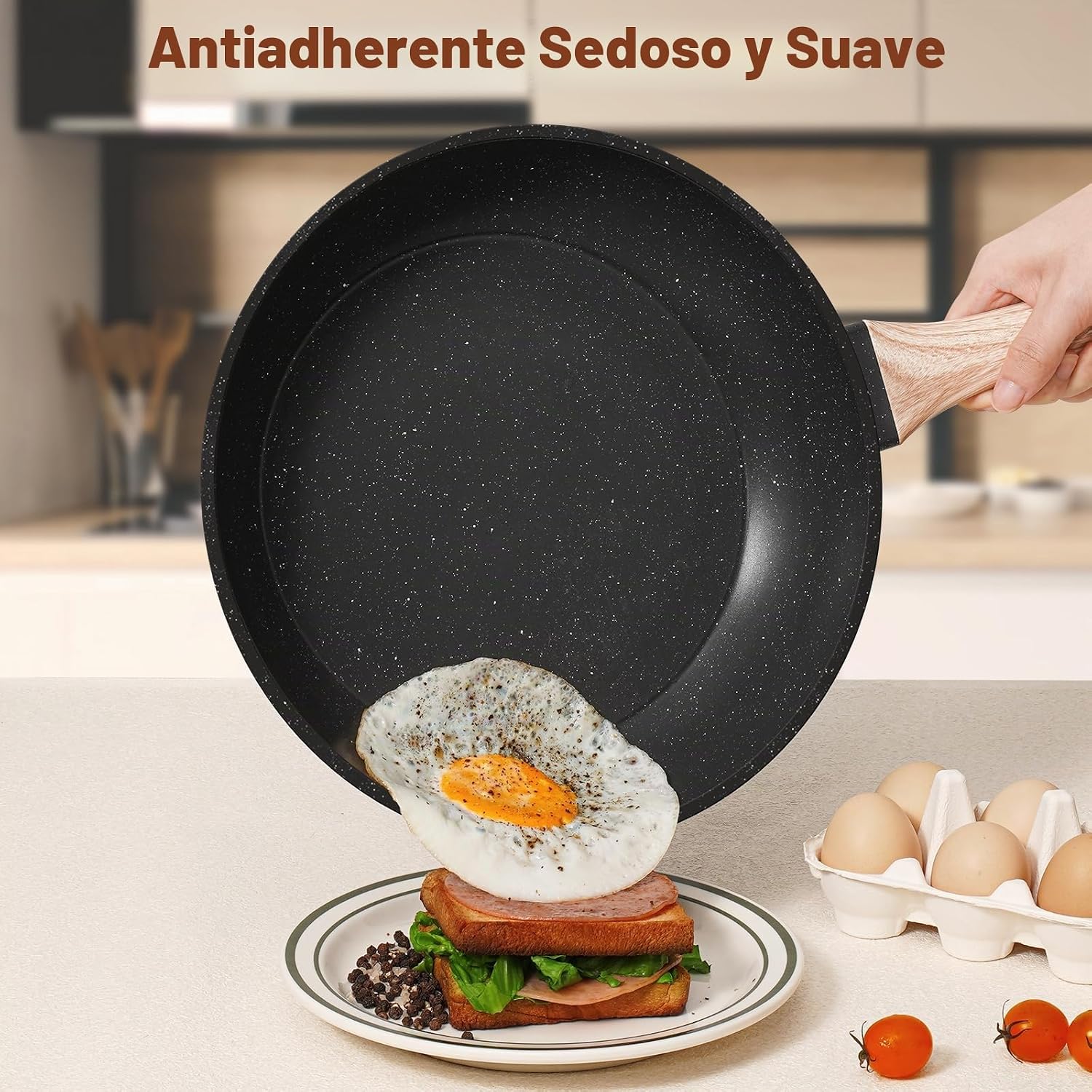 SODAY - Juego de ollas y sartenes antiadherentes, 17 piezas de uten...
