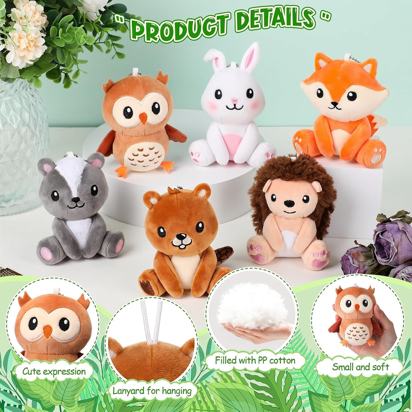 Aoriher 6 piezas de mini animales del bosque, regalo de 4 pulgadas,...