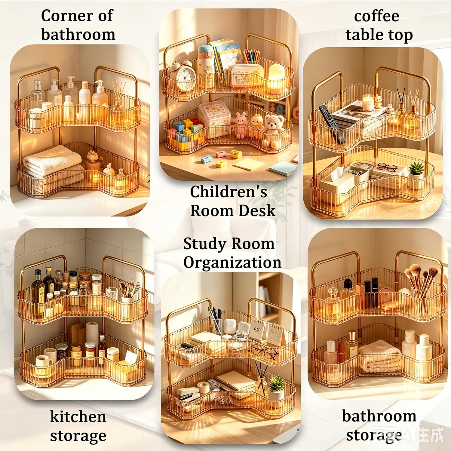 Organizador de baño esquinero de 2 niveles, estante para mostrador...
