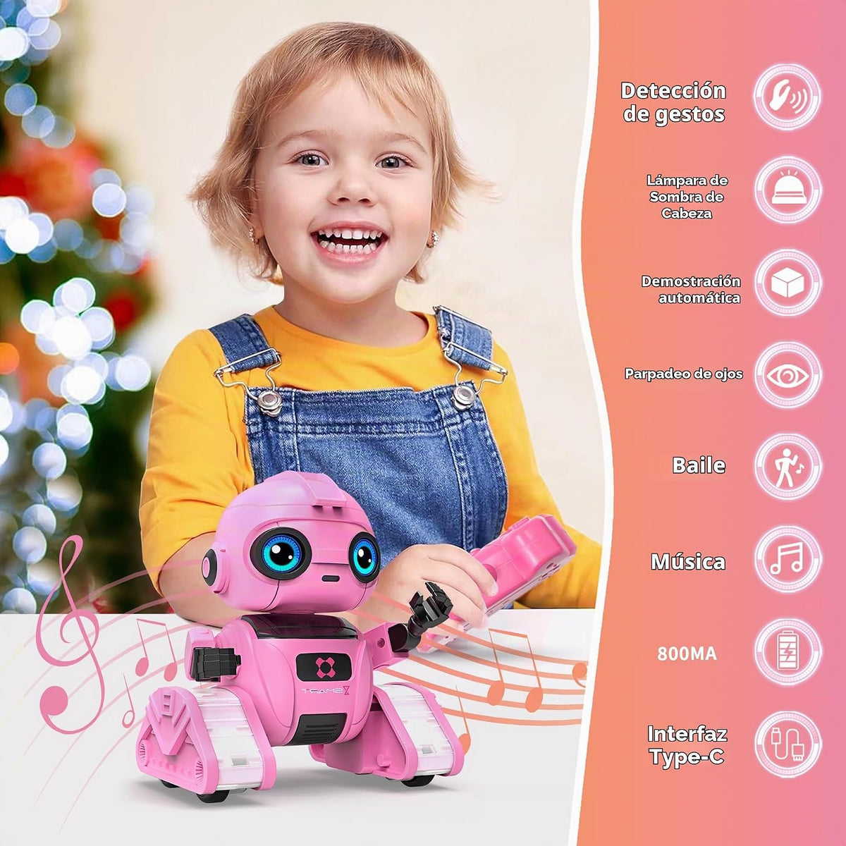 Juguetes robot para niños y niñas, robot recargable de control remo...
