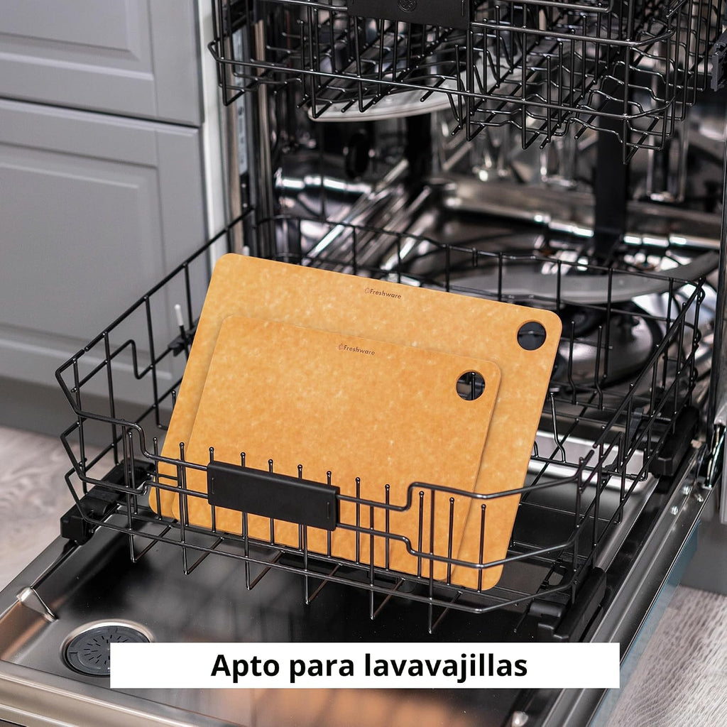 Freshware Tablas de cortar de madera para cocina, aptas para lavava...