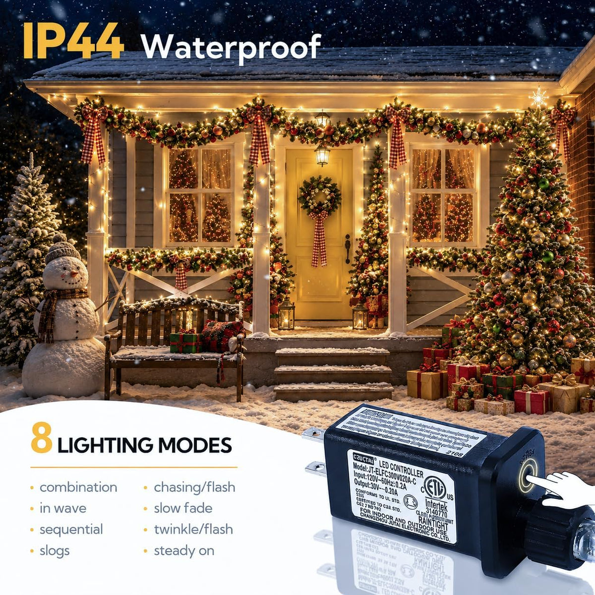 Pellimo 100 luces LED de Navidad, 33 pies de luz blanca cálida ench...