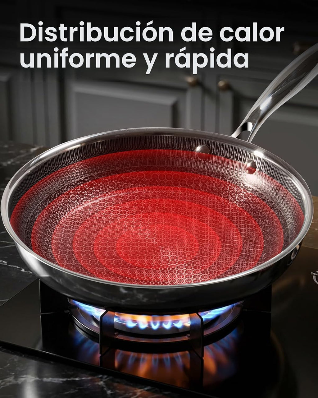 USELUCK - Sartenes híbridos antiadherentes con tapa de vidrio, sart...