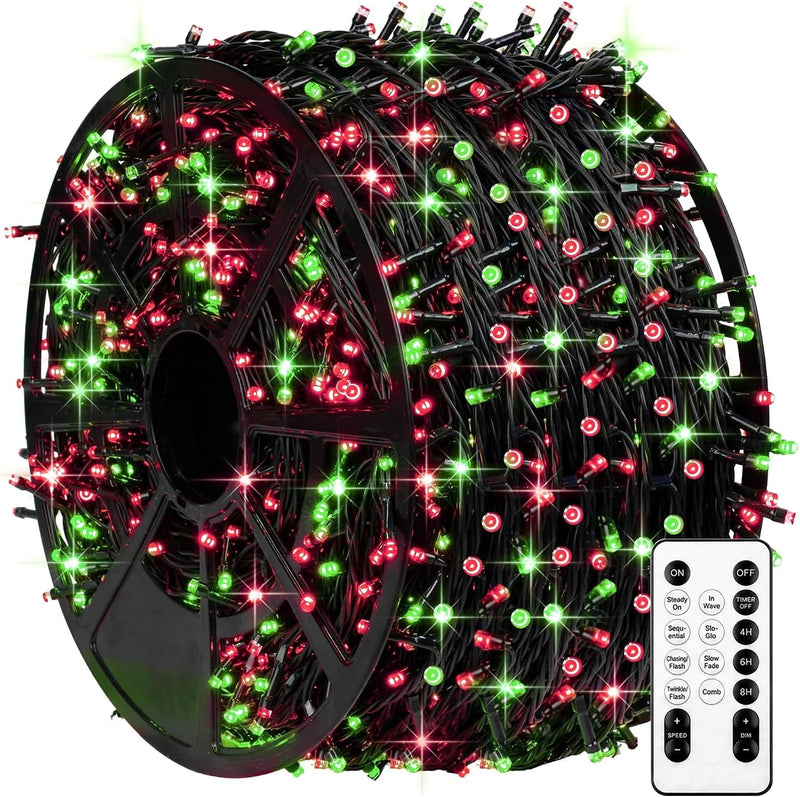 TW SHINE - Luces de Navidad rojas y verdes, 1000 luces LED de 328 p...