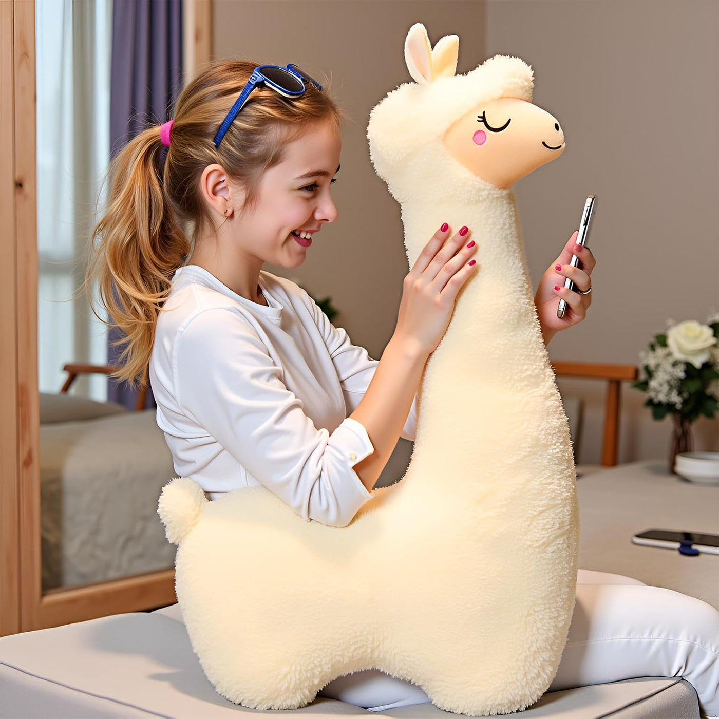 Ryttir Peluche de llama grande de 40 pulgadas, 15% Chubbier, almoha...