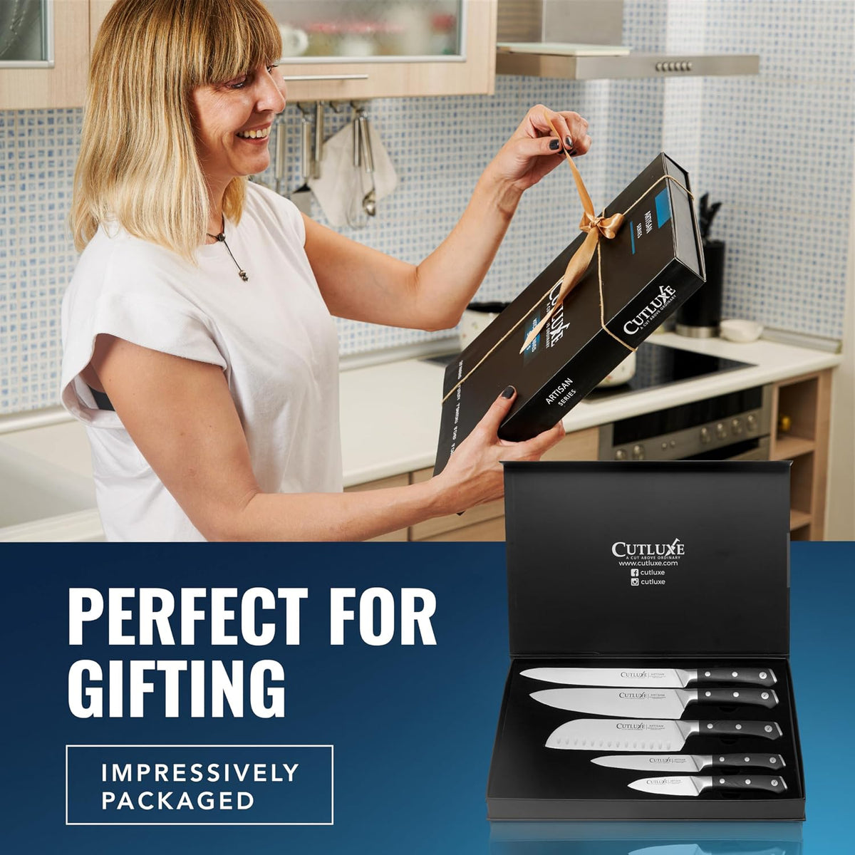 Cutluxe Cuchillos de Cocina, Juego de 5 Cuchillos de Chef \u2013 Ac...