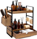 Organizador de encimera de baño de 2 niveles con cajón y cesta, org...