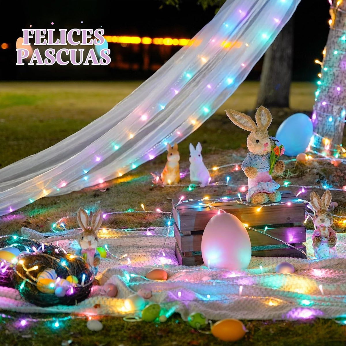 JMEXSUSS 400 luces LED de Pascua para interiores y exteriores, cade...