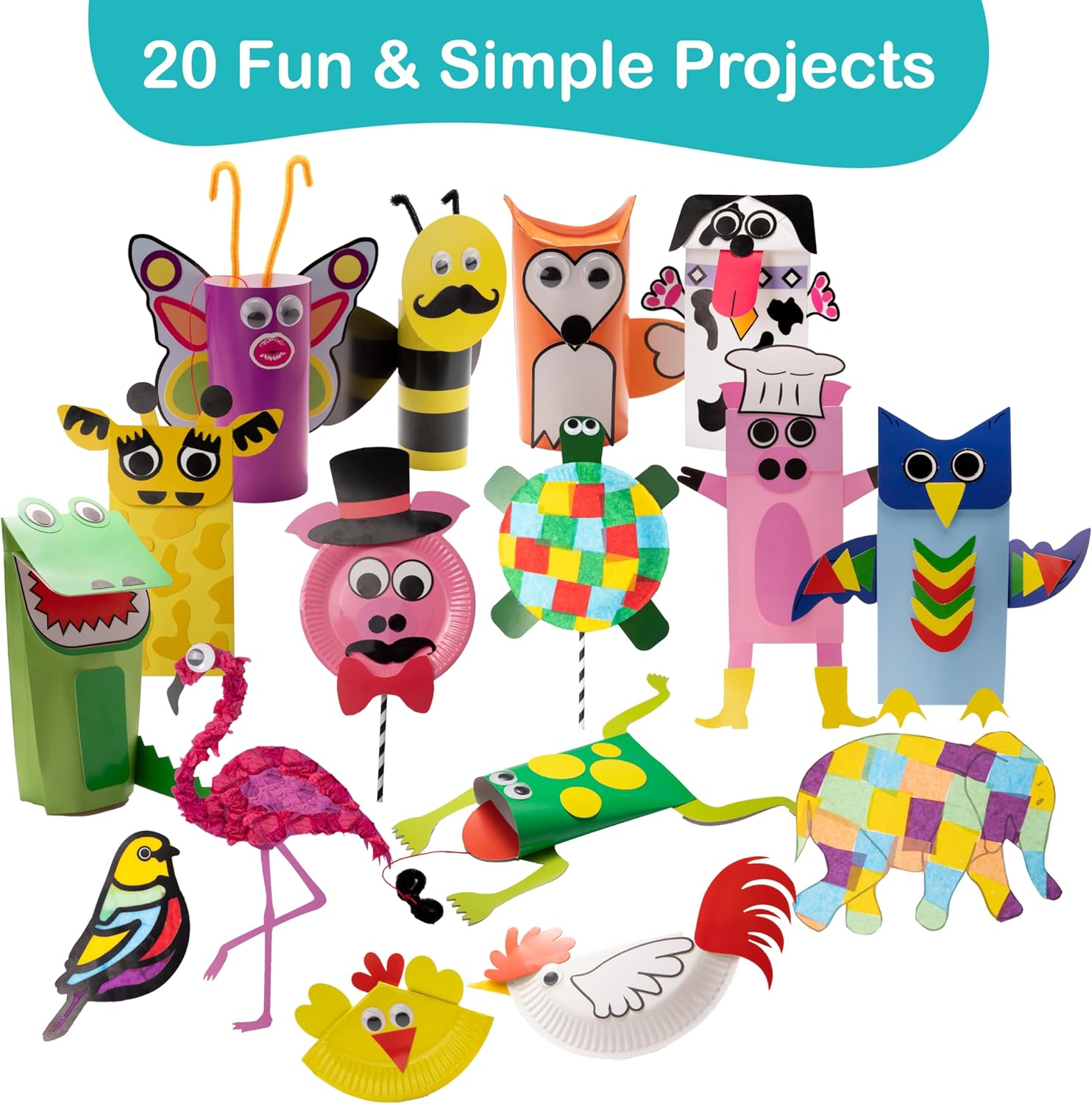 Craftikit® 20 artes y manualidades de animales para niños pequeños...