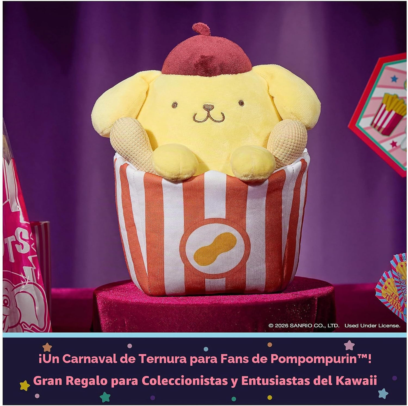 GUND Sanrio Pompompurin Circus Peanuts Peluche de circo de 8 pulgad...