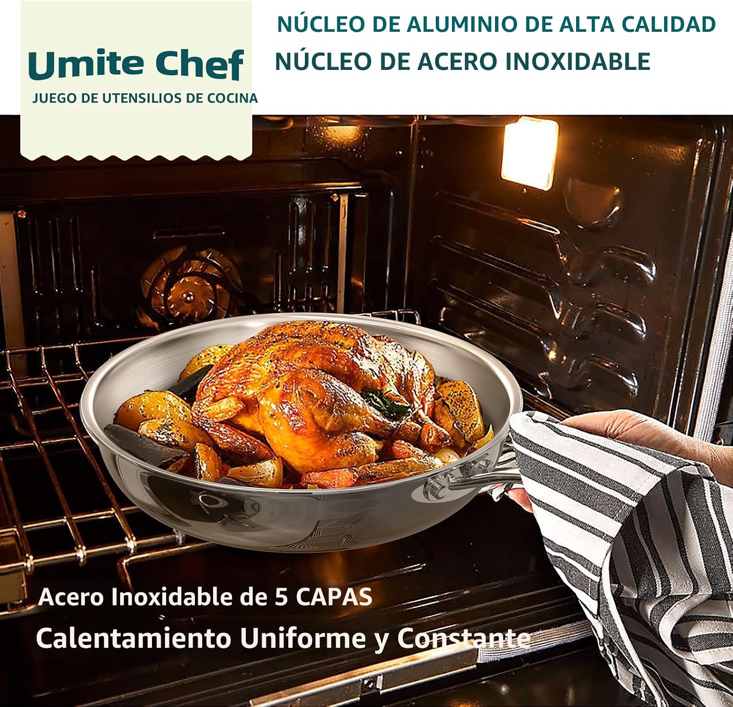 Umite Chef Juego de utensilios de cocina de acero inoxidable, 5 cap...